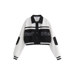 Order color-block lapel baseball uniform, homemade national tide couple baseball uniform, American retro short jacket, polyester fiber 100% Y2K millennial style SKBJ025 Order color-block lapel baseball uniform, homemade national tide couple baseball uniform, American retro short jacket, polyester fiber 100% Y2K millennial style SKBJ025